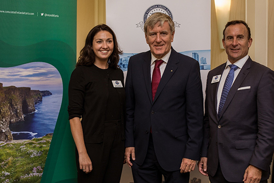 Ambassador Mulhall with Sarah Fitzpatrick and Seán Murray from South Florida Irish American Chamber of Commerce