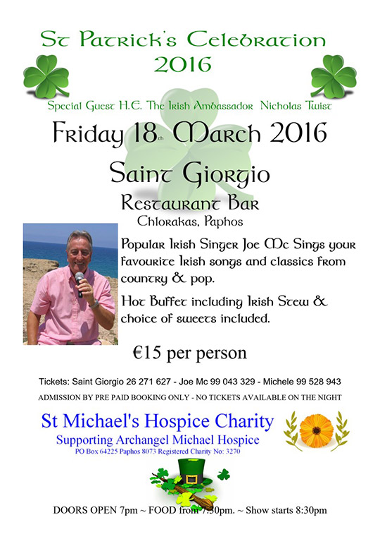 St Patrick's Day Celebration 2016, Friday 18th March 2016 