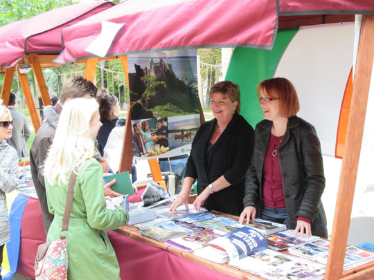 Ambassador Alison Kelly and Cultural Officer Markéta Janíková at the Irish stand at Be International Fest