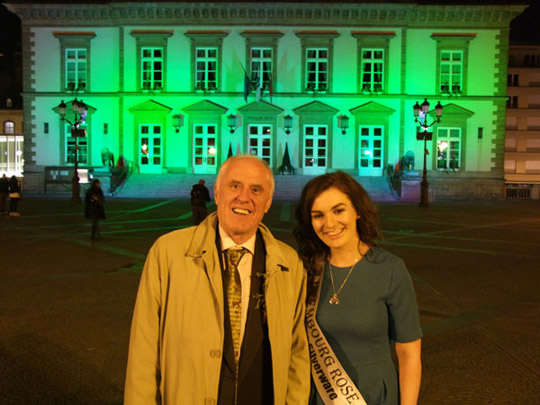 Photo by Geoff Thompson (L-R): Ambassador Peadar Carpenter: Luxembourg Rose, Aedammair Ní Chiardha.