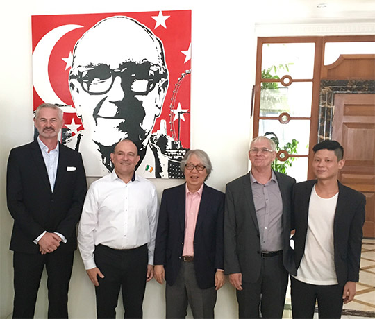 Photographed from left to right: Paraic McGrath, Ambassador Geoffrey Keating, Professor Tommy Koh, Professor Steve Nixon and Andre Tan.