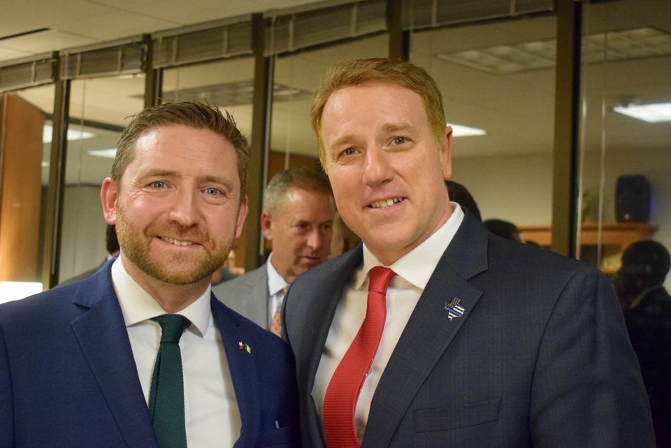 Adrian Farrell, Consul General and Senator Pat Fallon at the 86th Texas Legislative Session reception at the Irish Consulate.