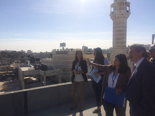 Minister of State John Halligan meets with UNRWA officials at Aida refugee camp, Bethlehem.